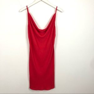 Amanda Uprichard Bowie cowl neck red slip dress